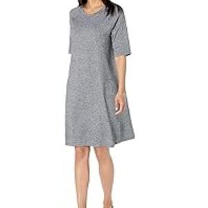 Eileen Fisher XS B&W Organic Cotton & Hemp Short Sleeve Crew Neck Dress